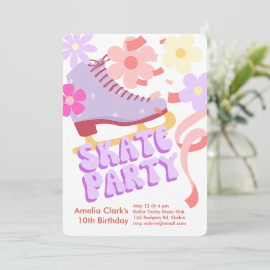 Happy Ice Skate Party Einladung (Stehend Vorderseite)