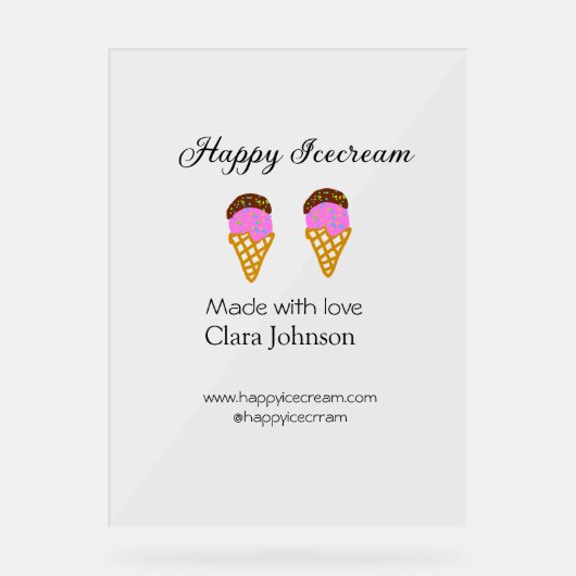 Happy Icecream add name website social media Acrylschild (Vorderseite)