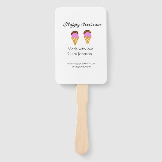 Happy Icecream add name website social media Fächer (Vorderseite)