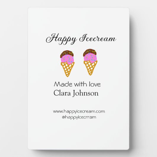 Happy Icecream add name website social media Fotoplatte (Vorderseite)