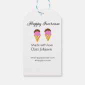 Happy Icecream add name website social media  Geschenkanhänger (Rückseite)