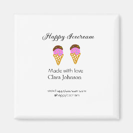 Happy Icecream add name website social media  Magnet