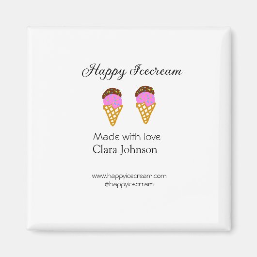 Happy Icecream add name website social media  Magnet (Vorne)