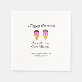 Happy Icecream add name website social media  Serviette