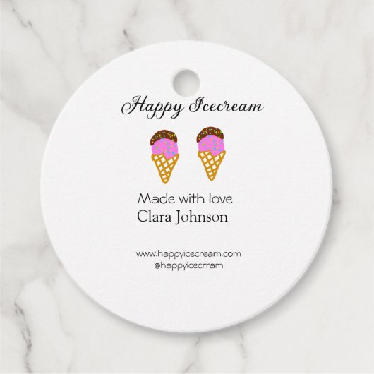 Happy Icecream hinzufügen Namen Website Social Med Geschenkanhänger (Vorderseite)