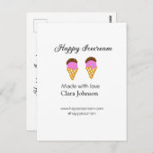 Happy Icecream hinzufügen Namen Website Social Med Postkarte (Vorne/Hinten)