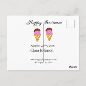 Happy Icecream hinzufügen Namen Website Social Med Postkarte (Rückseite)