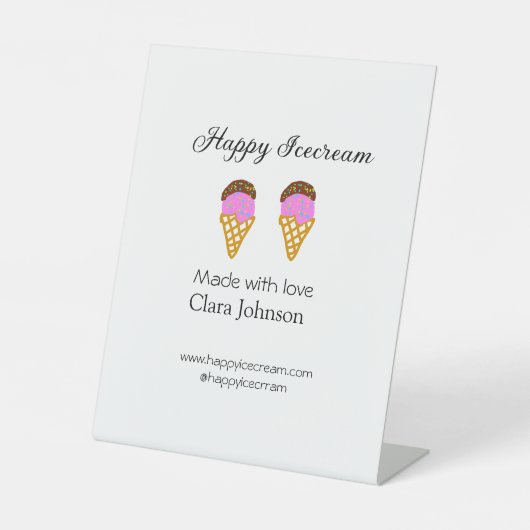 Happy Icecream hinzufügen Namen Website Social Med Sockelschild (Vorderseite)