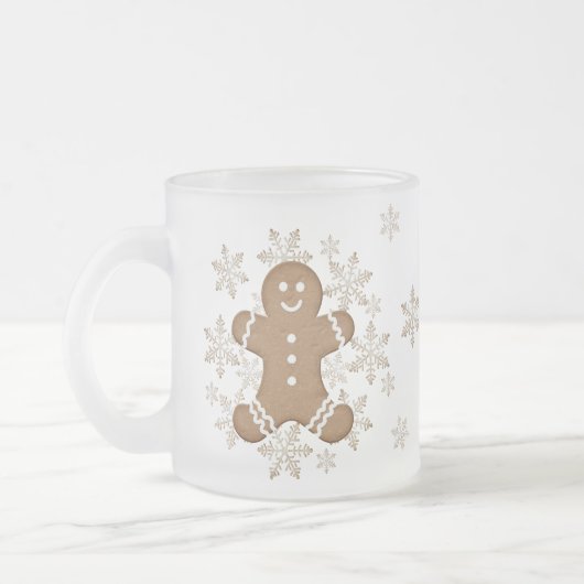 Happy Iced Gingerbread Man Mattiert Snowflakes Tas Mattglastasse (Links)