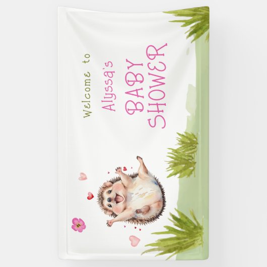 Happy Igel Garden Party Baby Dusche Willkommen Banner (Vertikal)