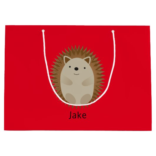Happy Igel Große Geschenktasche rot Geschenktüte (Vorderseite)