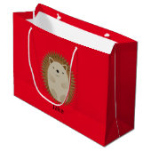 Happy Igel Große Geschenktasche rot Geschenktüte (Vorderseite Schrägansicht)