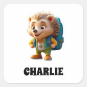 Happy Igel Quadratischer Aufkleber (Vorderseite)