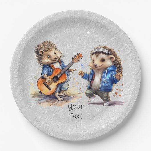 Happy Igel Watercolor Paper Plate Pappteller (Vorderseite)