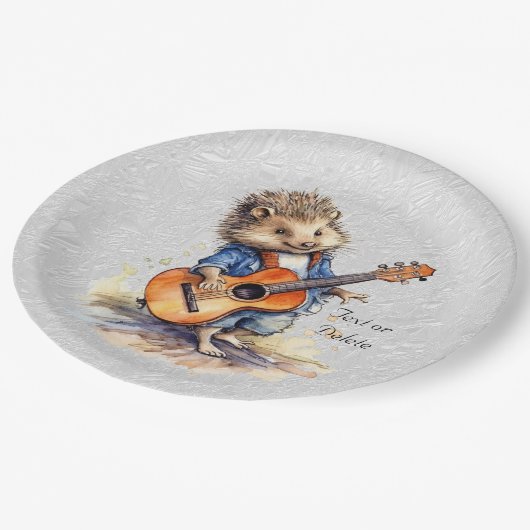 Happy Igel Watercolor Paper Plate Pappteller (Schrägansicht)