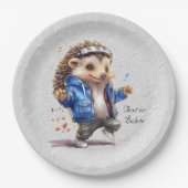 Happy Igel Watercolor Paper Plate Pappteller (Vorderseite)