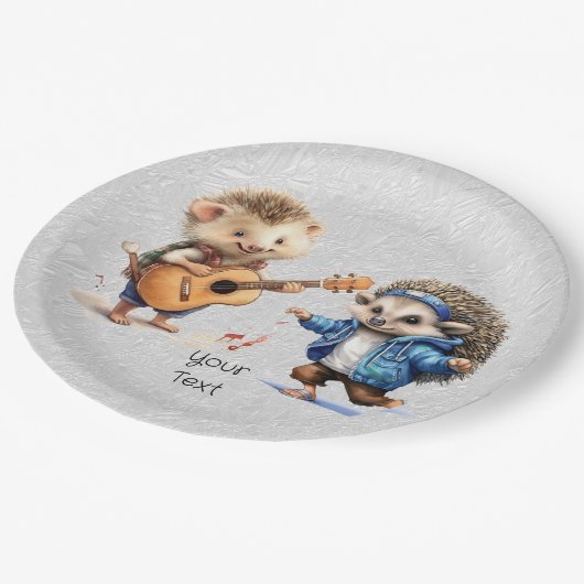 Happy Igel Watercolor Paper Plate Pappteller (Schrägansicht)