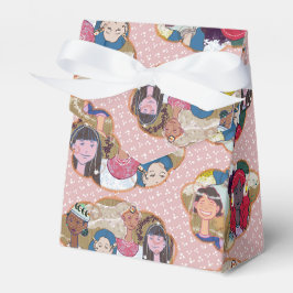 Happy Illustrated Gift Favor Box Geschenkschachtel