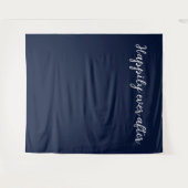 Happy immer nach blauem weißem Hochzeitstag Hinter Wandteppich (Vorderseite (Horizontal))