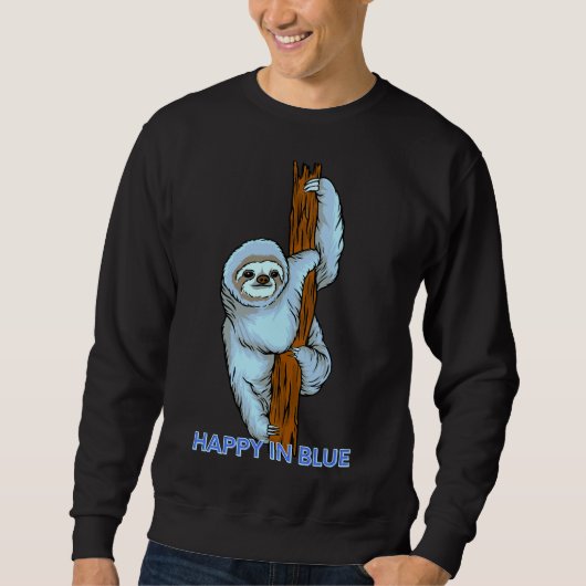 Happy in Blue Blue Sloth Hanging Sweatshirt (Vorderseite)