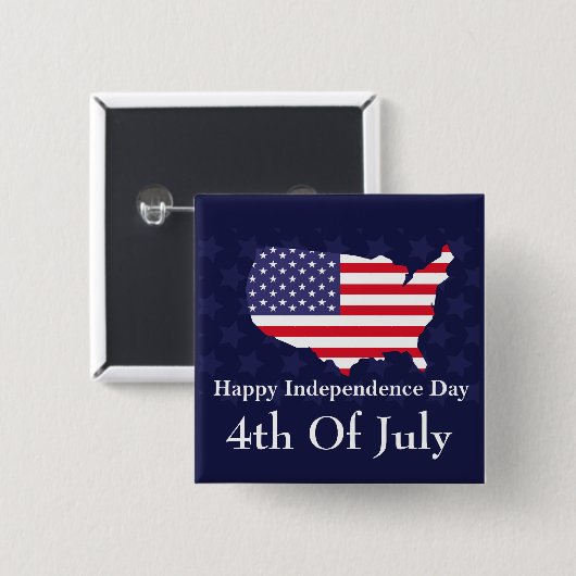 Happy Independence Day 4. Juli USA Flag Button (Vorne & Hinten)