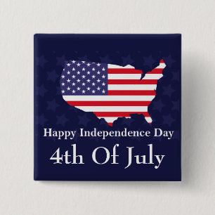 Happy Independence Day 4. Juli USA Flag Button
