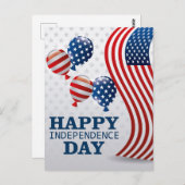 Happy Independence Day American Flag and Balloons Postkarte (Vorne/Hinten)