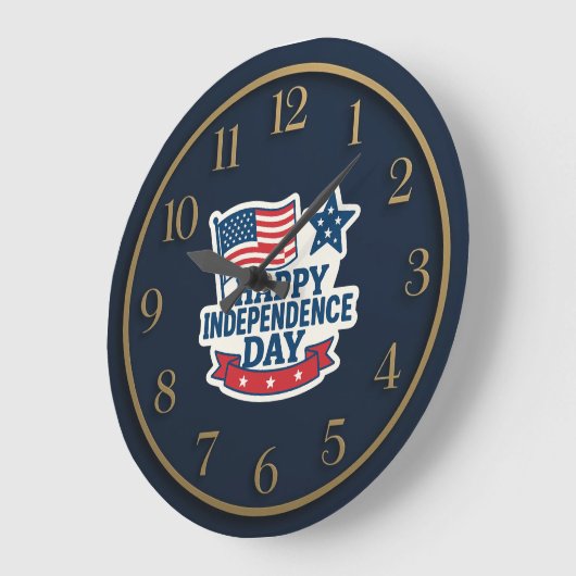 Happy Independence Day American Flag Clock Große Wanduhr (Winkel)