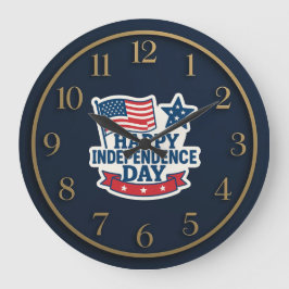 Happy Independence Day American Flag Clock Große Wanduhr