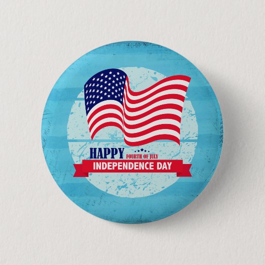 Happy Independence Day American Flag Illustration Button (Vorderseite)