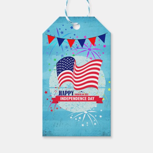 Happy Independence Day American Flag Illustration Geschenkanhänger (Vorderseite)