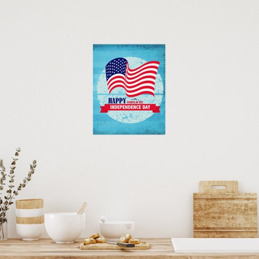 Happy Independence Day American Flag Illustration Poster (Küche)