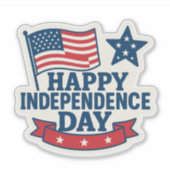 Happy Independence Day American Flag Sticker (Vorderseite)