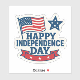 Happy Independence Day American Flag Sticker