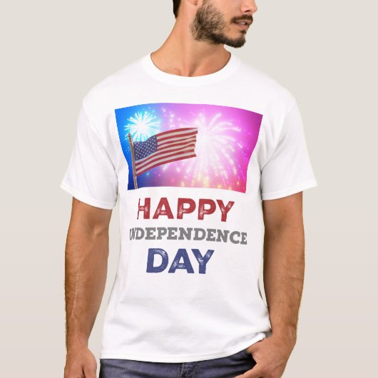 Happy Independence Day Fireworks T-Shirt (Vorderseite)