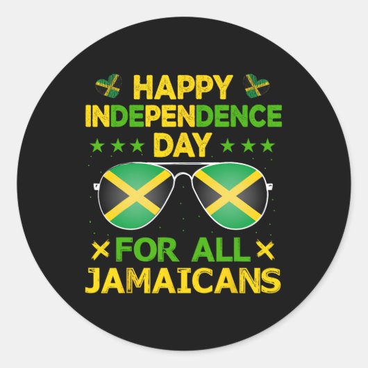 Happy Independence Day For All Jamaicans Sungles Runder Aufkleber (Vorderseite)
