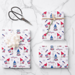Happy Independence Day Gnome Fireworks 4. Juli USA Geschenkpapier Set