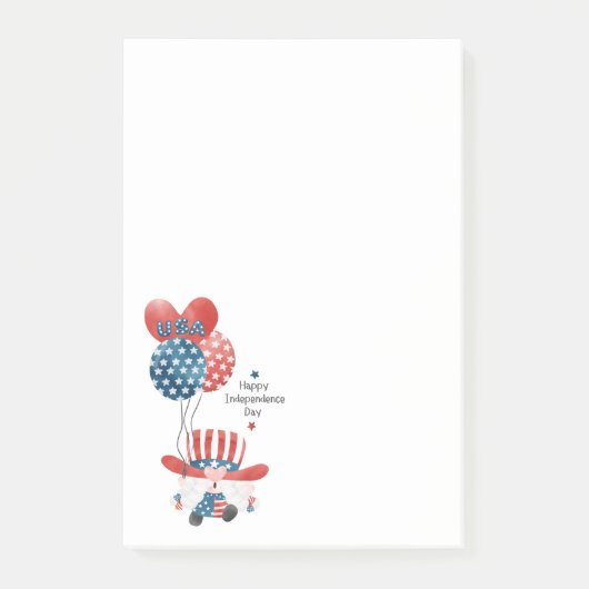 Happy Independence Day Gnome Post-it Klebezettel (Vorderseite)