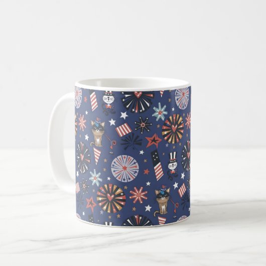 Happy Independence Day & July 4 Geschenk Kaffeetasse (Vorderseite Links)