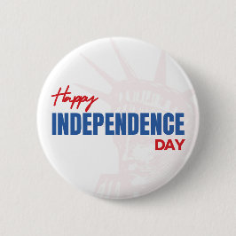 Happy Independence Day Liberty Silhouette Button