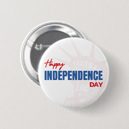 Happy Independence Day Liberty Silhouette Button