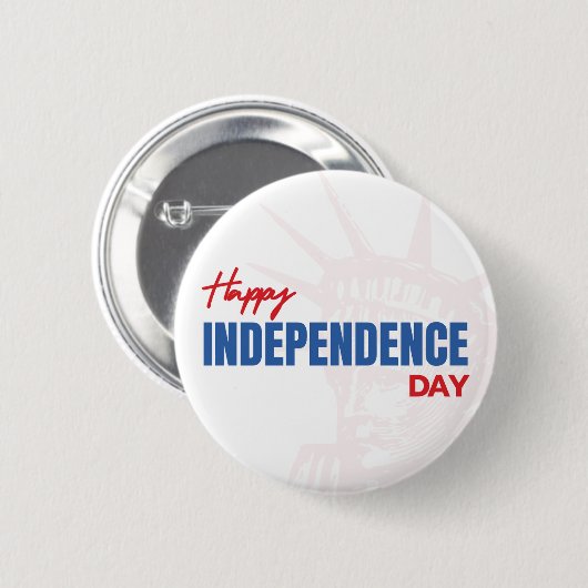 Happy Independence Day Liberty Silhouette Button (Vorne & Hinten)