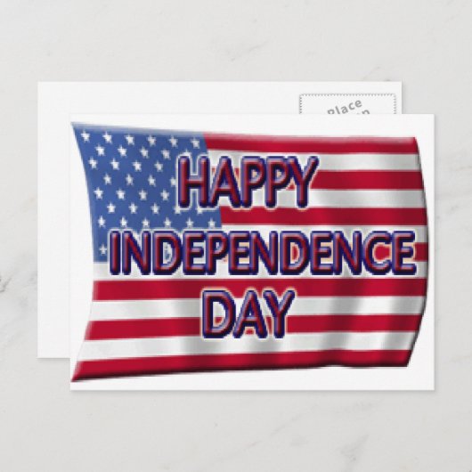 Happy Independence Day mit US Flag, ZSSG Postkarte (Vorne/Hinten)