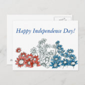 Happy Independence Day Red White Blue Blume Postkarte (Vorne/Hinten)