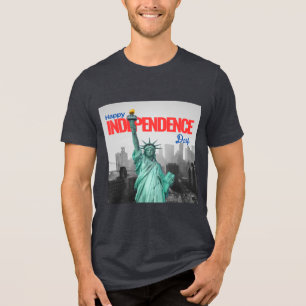Happy Independence Day Statue of Liberty Tri-Blend Shirt