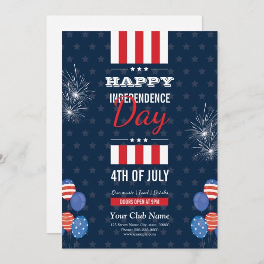 Happy Independence Day Template Einladung (Vorne/Hinten)