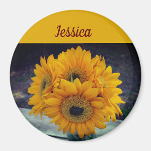 Happy Individuelle Name Sunflowers Magnet