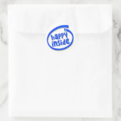 Happy Inside Runder Aufkleber (Tasche)