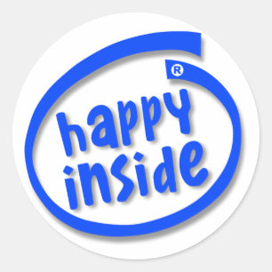Happy Inside Runder Aufkleber