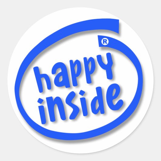 Happy Inside Runder Aufkleber (Vorderseite)